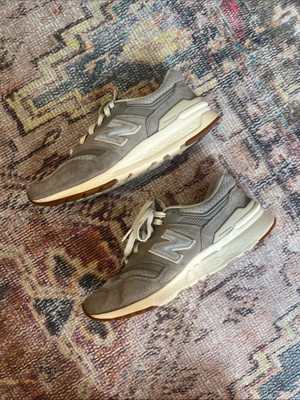 New Balance 997 Gray and White Athletic Sneakers